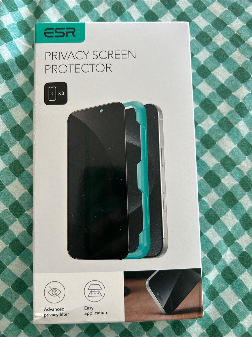Privacy Screen Protector - Teal & Black